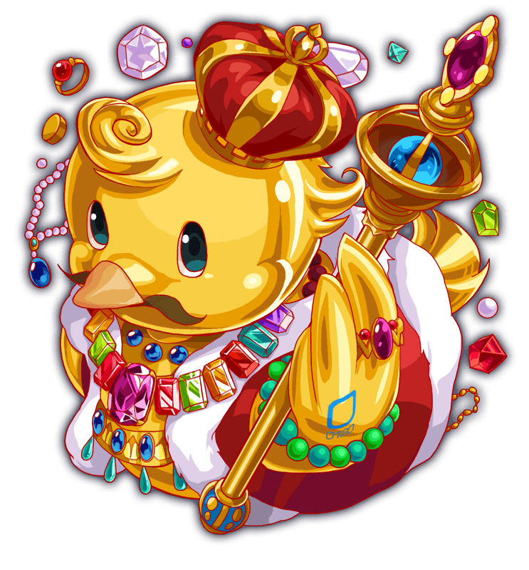 amulet aqua_gemstone artist_request bird black_eyes cel_shading crash_fever crown duck duck_(crash_fever) facial_hair full_body fur-trimmed_robe fur_trim game_cg gem gold green_gemstone holding holding_staff jewelry looking_at_viewer mustache necklace no_humans number_print numbered official_art one_eye_closed orange_gemstone outline pearl_(gemstone) purple_gemstone red_crown red_gemstone red_outline red_robe ring robe simple_background solo square square_print staff tachi-e teardrop-shaped_gem third-party_source transparent_background wristband yellow_bird yellow_gemstone yellow_tail