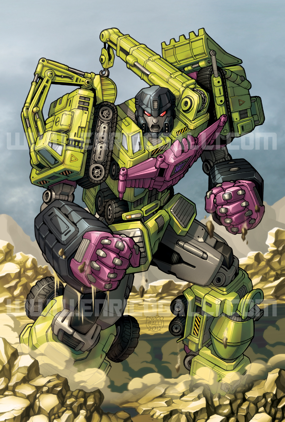 2012 artist_name clenched_hands commentary decepticon devastator_(transformers) dust english_commentary enricogalli highres mecha no_humans open_mouth red_eyes robot science_fiction solo the_transformers_(idw) transformers watermark web_address