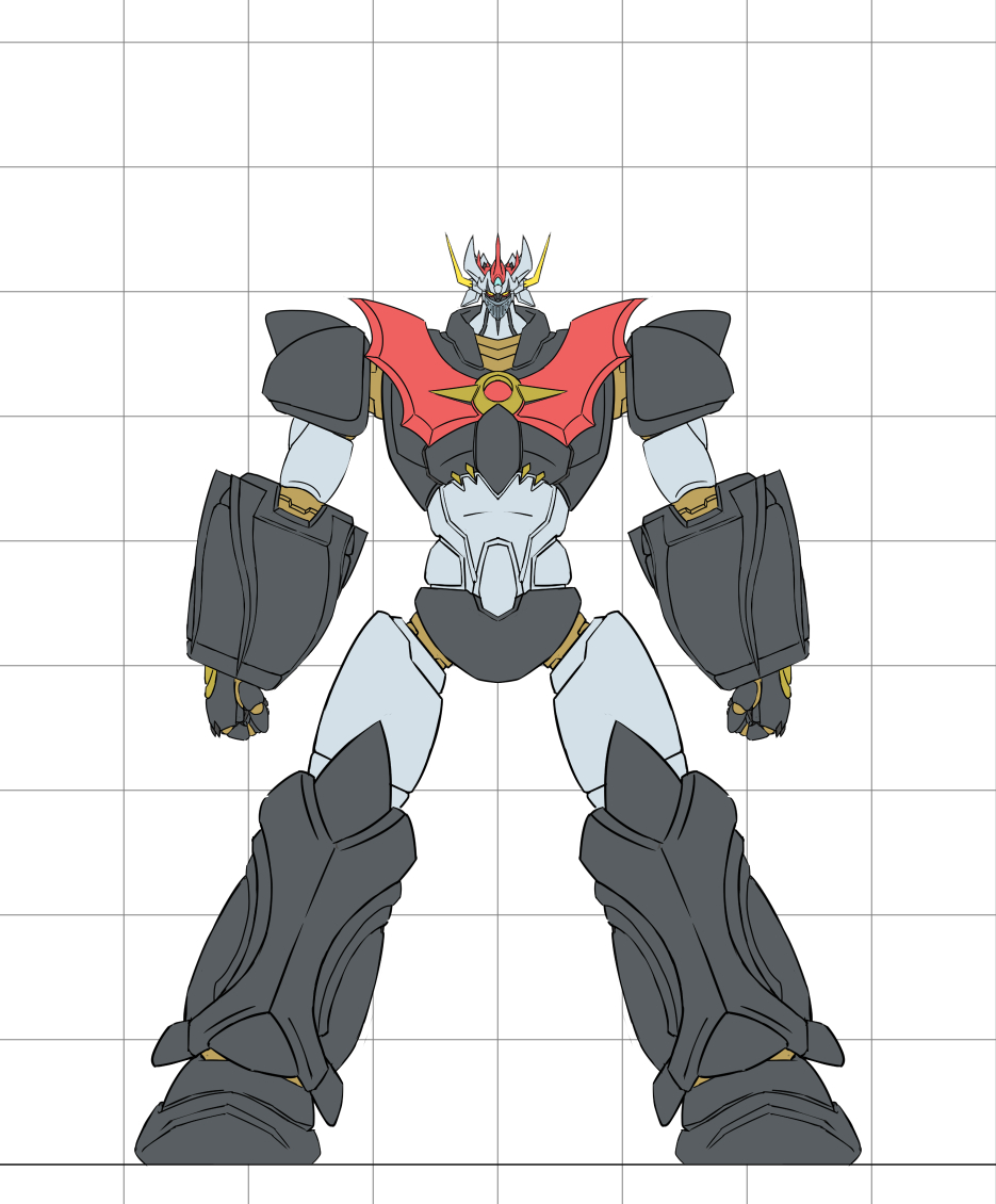 clenched_hands full_body horns mazinger_(series) mazinkaiser mazinkaiser_(robot) mecha mecha_focus mobuseibihei no_humans pilder robot science_fiction solo standing super_robot yellow_eyes