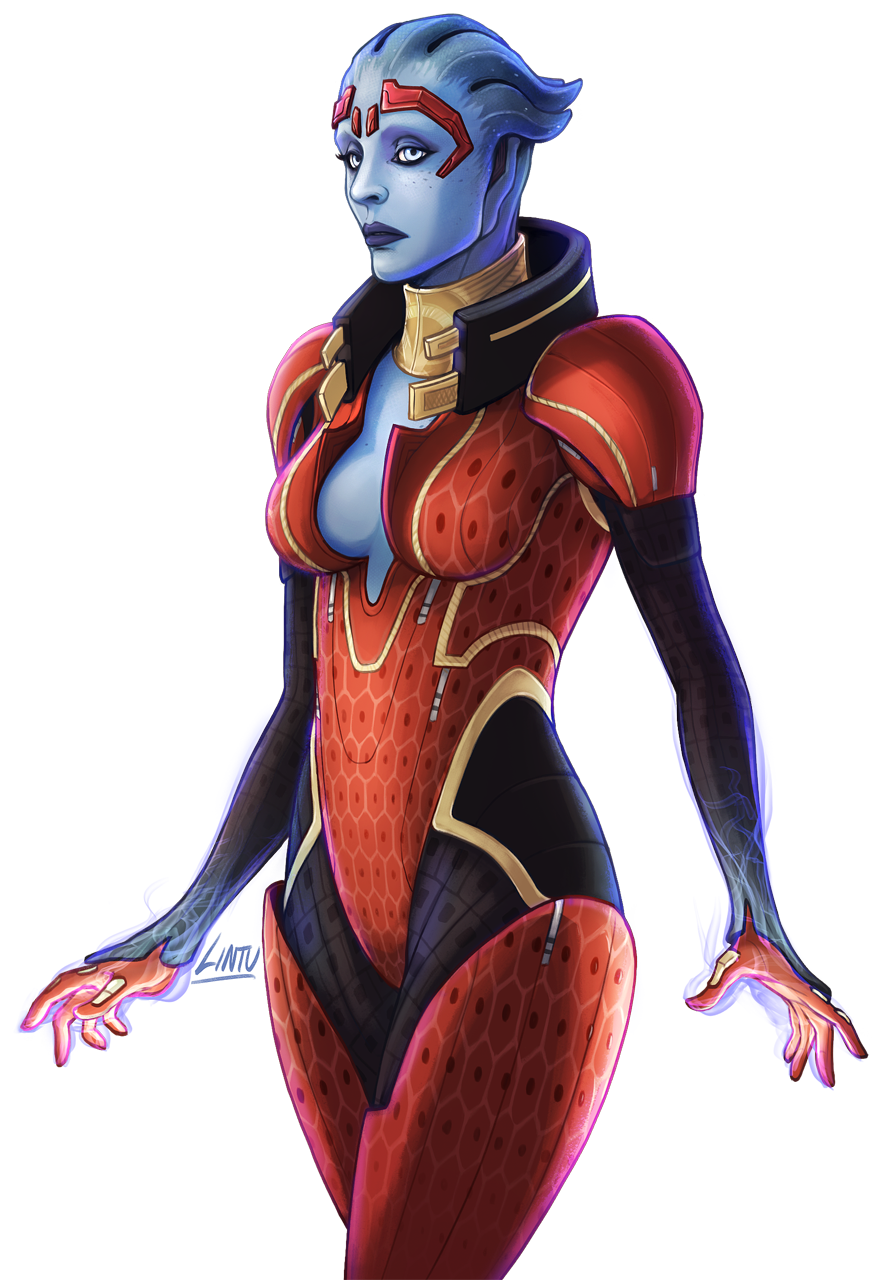 1girl alien asari_(mass_effect) highres lintufriikki mass_effect_(series) samara_(mass_effect) solo solo_focus tumblr tumblr_username