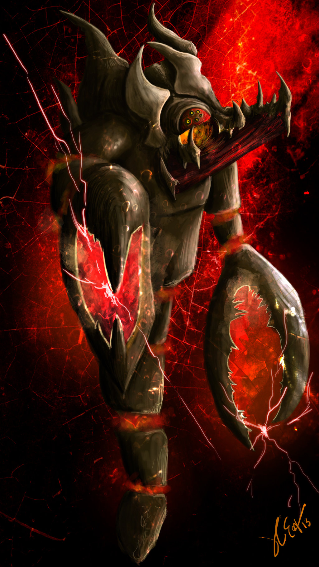 chattur&#039;gha cosmic_horror eldritch_abomination electricity energy eternal_darkness:_sanity&#039;s_requiem extra_eyes giant giant_monster glowing glowing_eyes highres lightning monster extra_mouth nintendo no_humans onikafei silicon_knights