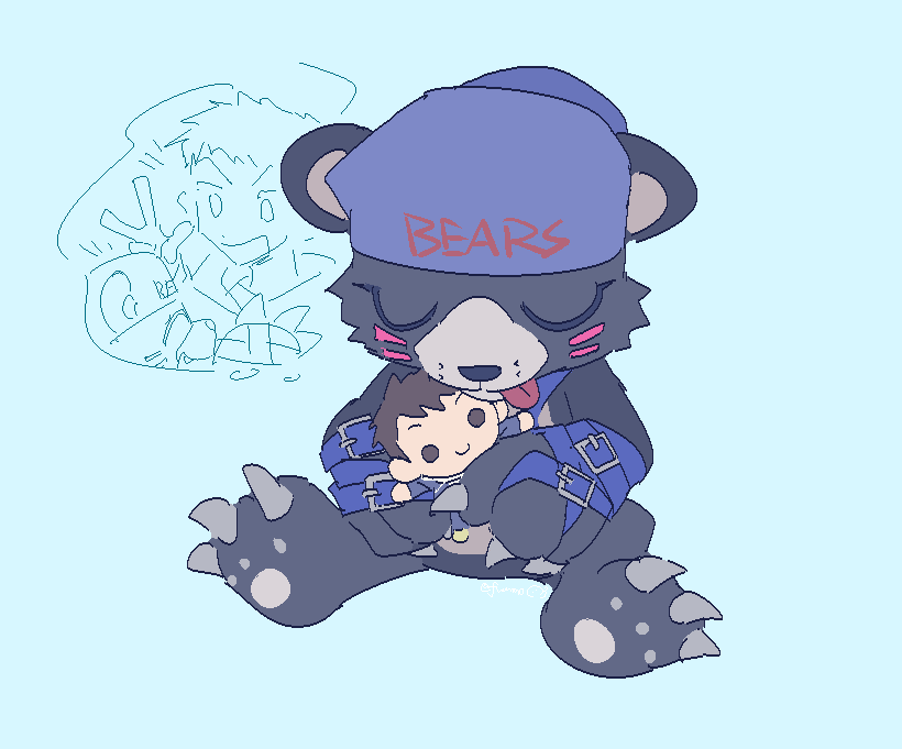bear bearmon belt closed_eyes digimon digimon_rearise hat natsuyagi_kazuma tongue tongue_out