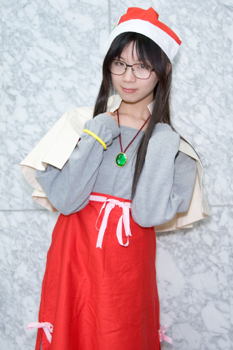 ai apron cosplay glasses hat photo_(medium) popotan santa_hat shiguma_tsukinowa
