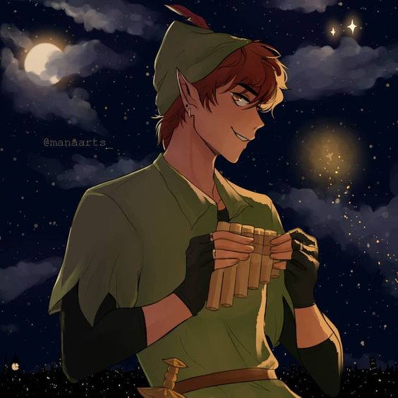 1boy black_footwear boots brown_eyes brown_hair bug fairy feathers flute fly fly_agaric green_hat green_shirt green_tunic hat hat_feather holding holding_sword holding_weapon insect instrument leaf mushroom pan_flute peter_pan peter_pan_(character) pointy_ears red_feathers shirt short_hair size_difference sword tinker_bell_(character) tinker_bell_(disney) toon_(style) tunic walt_disney&#039;s_peter_pan watermark weapon