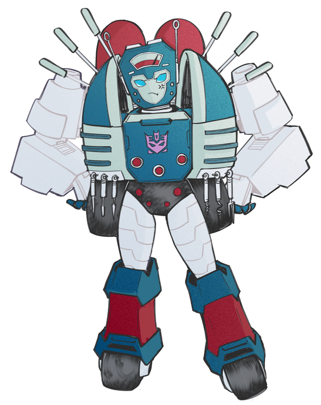 1girl annoyed black_panties blue_eyes decepticon guriguri_tf hands_on_own_hips mecha nickel_(transformers) no_humans panties robot robot_girl roller_skates simple_background skates solo the_transformers_(idw) thighs transformers underwear white_background
