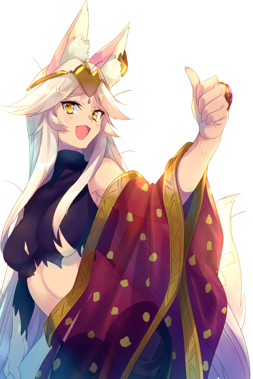 1girl alternate_costume animal_ear_fluff animal_ears blush breasts commentary_request crop_top earrings echo_(circa) fate/grand_order fate_(series) female_focus fox_ears fox_tail hair_ornament headpiece indian_clothes jewelry koyanskaya_(fate) koyanskaya_(indian_lostbelt_outfit)_(fate) long_hair looking_at_viewer medium_breasts open_mouth pink_hair ring simple_background solo sweatdrop tail tamamo_(fate) thumbs_up torn_clothes very_long_hair white_background yellow_eyes