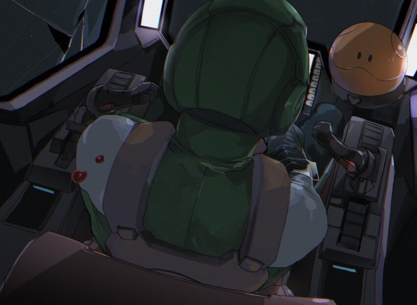 1boy 67k blood celestial_being_uniform cockpit gloves gundam gundam_00 haro lockon_stratos male_focus pilot_suit robot solo spoilers