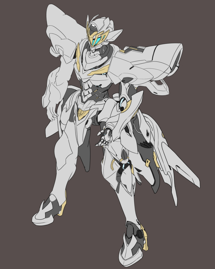 glowing_headgear green_light green_visor grey_armor halcyon_(halcyon90) highres honkai:_star_rail honkai_(series) mecha mecha_focus muv-luv muv-luv_alternative no_humans robot sam_(honkai:_star_rail) science_fiction tactical_surface_fighter