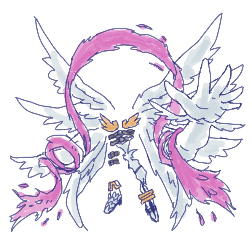 angel angewomon belt digimon digimon_(creature) feathers gloves highres solo ultimatechaosmon what why wings