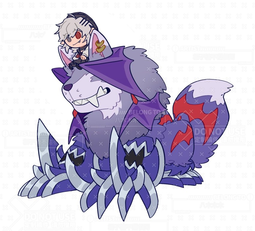 digimon digimon_(creature) fang mask sangloupmon sharp_teeth smile tail teeth wolf
