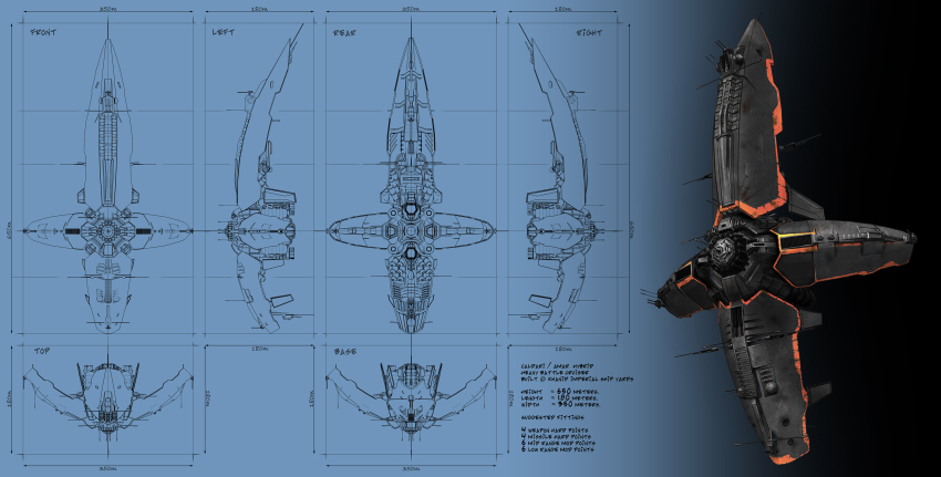 advanced_ship_(eve_online) amarr_empire_(eve_online) battlecruiser_(eve_online) blue_background blueprint_(medium) caldari_state_(eve_online) reference_sheet commentary concept_art cyclodextrose english_text eve_online highres khanid_kingdom_(eve_online) military_vehicle multiple_views no_humans original radio_antenna realistic science_fiction spacecraft thrusters vehicle_focus
