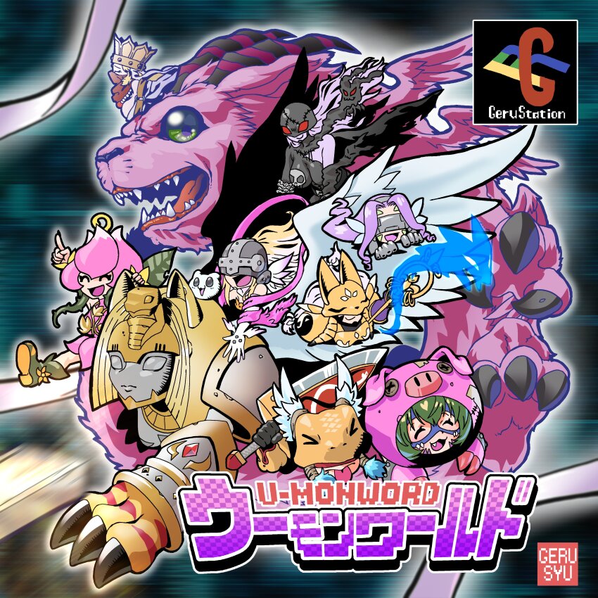6+girls absurdres angewomon cho-hakkaimon digimon digimon_(creature) digimon_world dragon fairimon fairy flower gerusyu green_eyes hat highres holydramon ladydevimon lilimon mask minervamon monk monster_girl multiple_girls nefertimon petals plant_girl sakuyamon sanzomon sharp_teeth teeth wings yukimibotamon