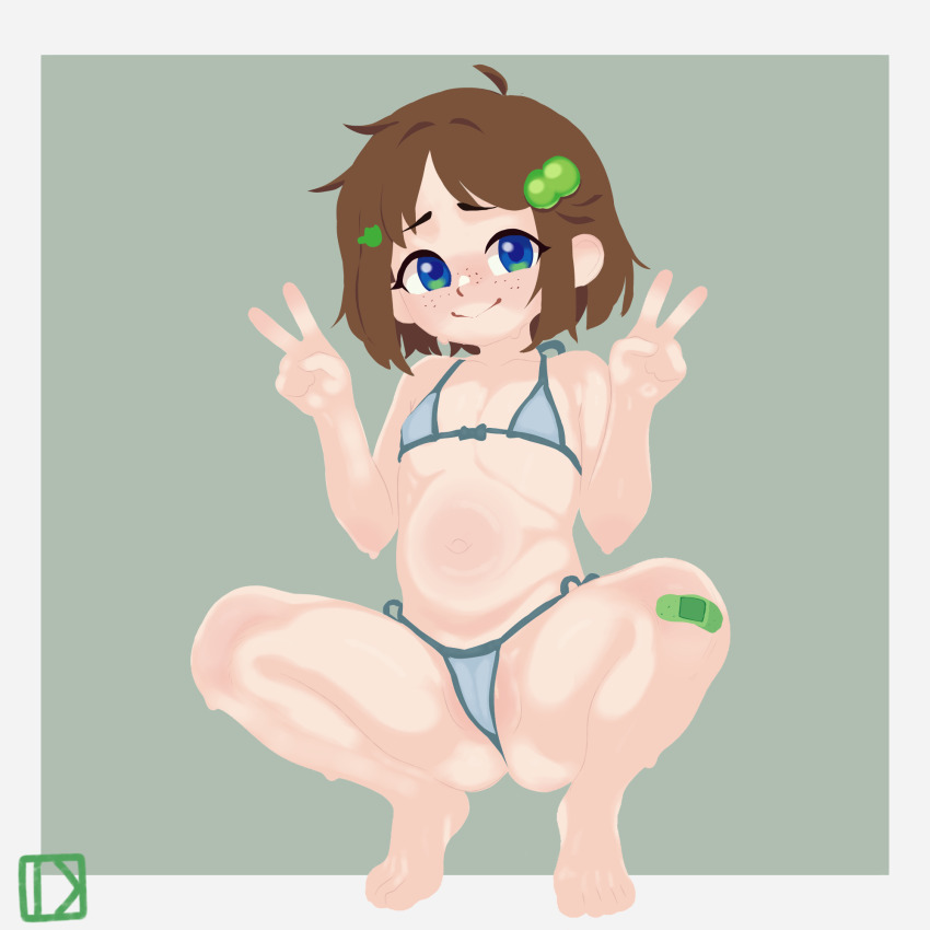 1girl bikini cameltoe feet flat_chest highres idktbh indie_virtual_youtuber legs lily_hopkins loli micro_bikini navel smile solo squatting stomach swimsuit thighs toes virtual_youtuber