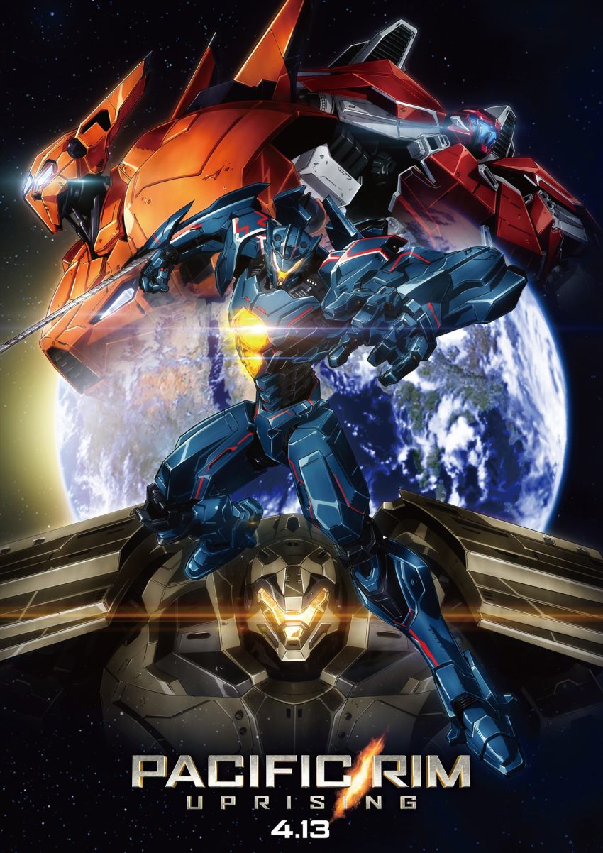 anime_coloring arm_blade bracer_phoenix cannon chain_sword_2.0 chest_cannon directed-energy_weapon dual_vortex_turbine earth_(planet) energy energy_cannon energy_weapon gipsy_avenger glowing glowing_eyes guardian_bravo highres jaeger_(pacific_rim) legendary_pictures mecha no_humans official_art oobari_masami pacific_rim pacific_rim_uprising pan_pacific_defense_corps planet poster_(medium) robot saber_athena science_fiction space star_(symbol) weapon