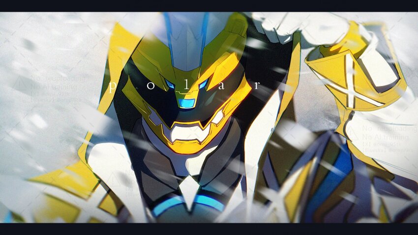 1boy aam09212 black_visor gozyupolar highres hood hoodie no.1_sentai_gozyuger snowing super_sentai tokusatsu white_background white_hoodie