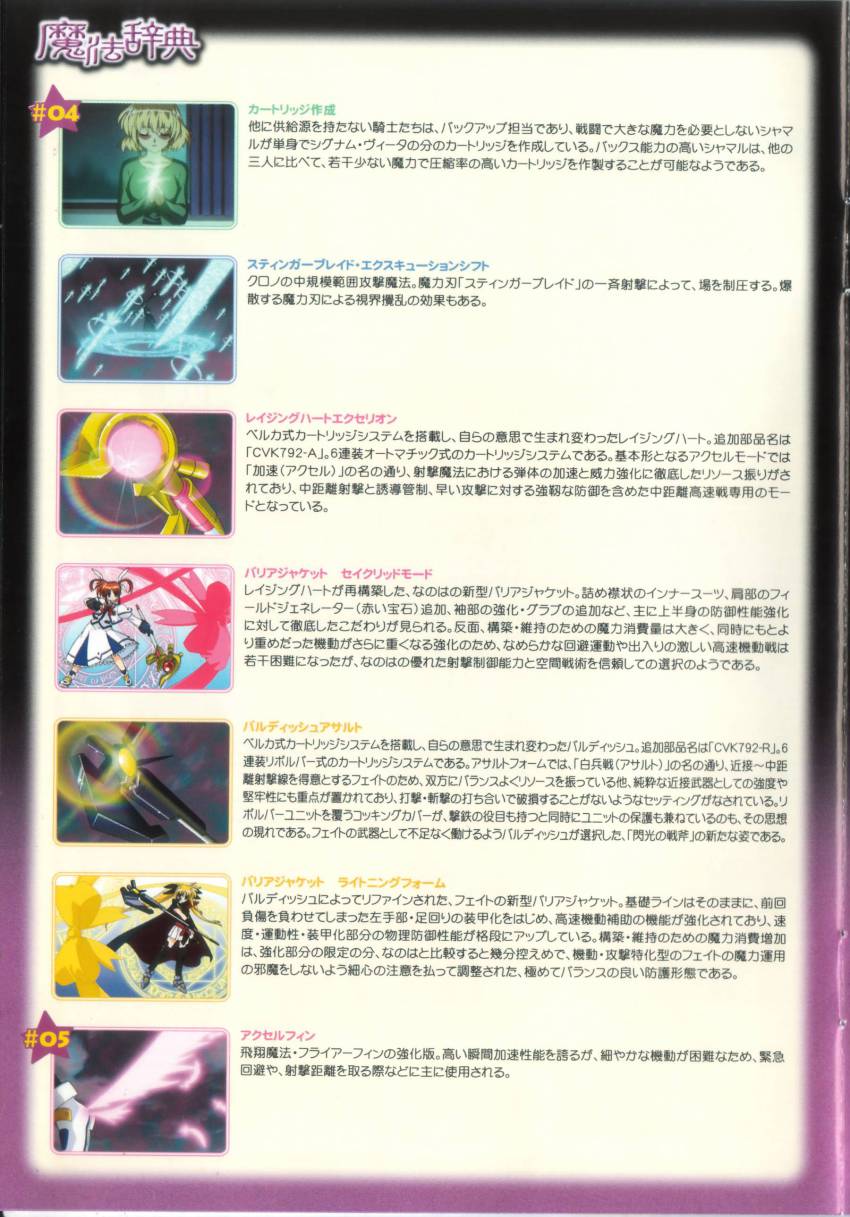 3girls absurdres bardiche_(assault_form)_(nanoha) bardiche_(nanoha) blue_eyes chrono_harlaown dictionary fate_testarossa fate_testarossa_(lightning_form) graf_eisen hair_ribbon highres klarwind long_hair lyrical_nanoha magic_circle magical_boy magical_girl mahou_shoujo_lyrical_nanoha mahou_shoujo_lyrical_nanoha_a&#039;s multiple_girls official_art partially_translated raising_heart raising_heart_(accel_mode) ribbon s2u shamal shoes takamachi_nanoha takamachi_nanoha_(sacred_mode) translation_request twintails weapon winged_footwear wings