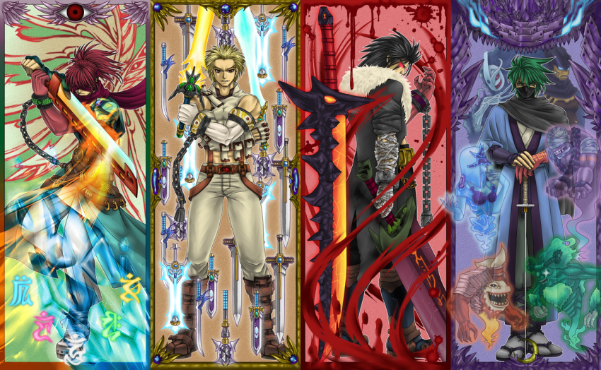 00s asura_(dungeon_and_fighter) black_hair blademaster dungeon_and_fighter fate_(series) ghost heracles_(fate) male_slayer_(dungeon_and_fighter) red_eyes slayer_(dungeon_and_fighter) soul_bender sword weapon
