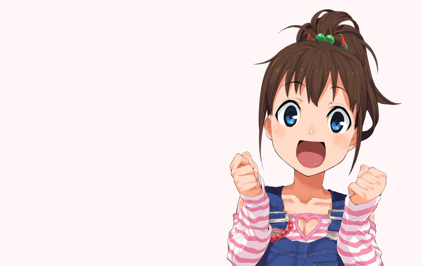 bing blue_eyes brown_hair highres microsoft_bing microsoft_windows nana_(bing) overalls