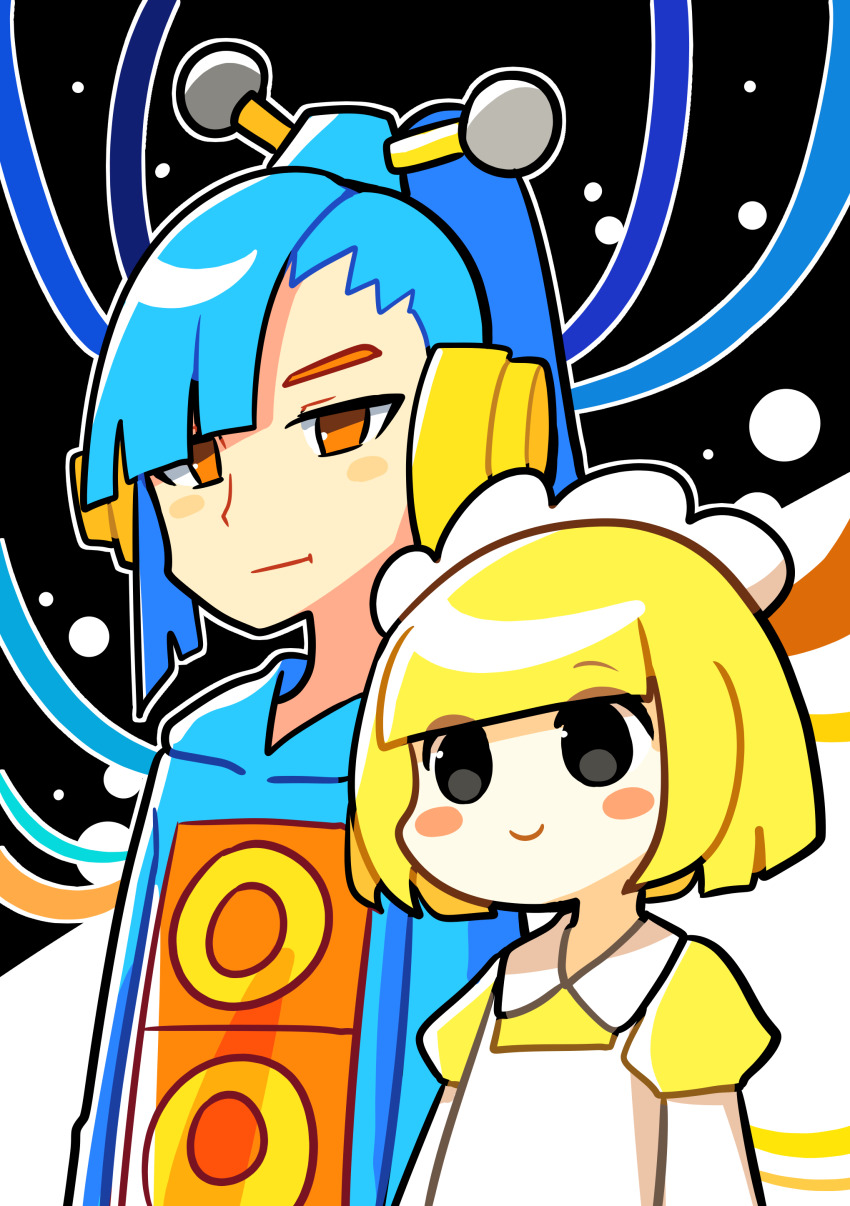 absurdres blonde_hair blue_hair doris-1 duet highres humanization maid mike_(warioware) nintendo offbeat personification warioware