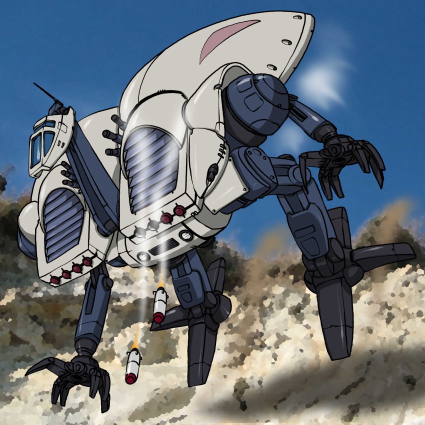 absurdres duran_(mecha) highres hirodango mecha missile no_humans outdoors robot sentou_mecha_xabungle solo