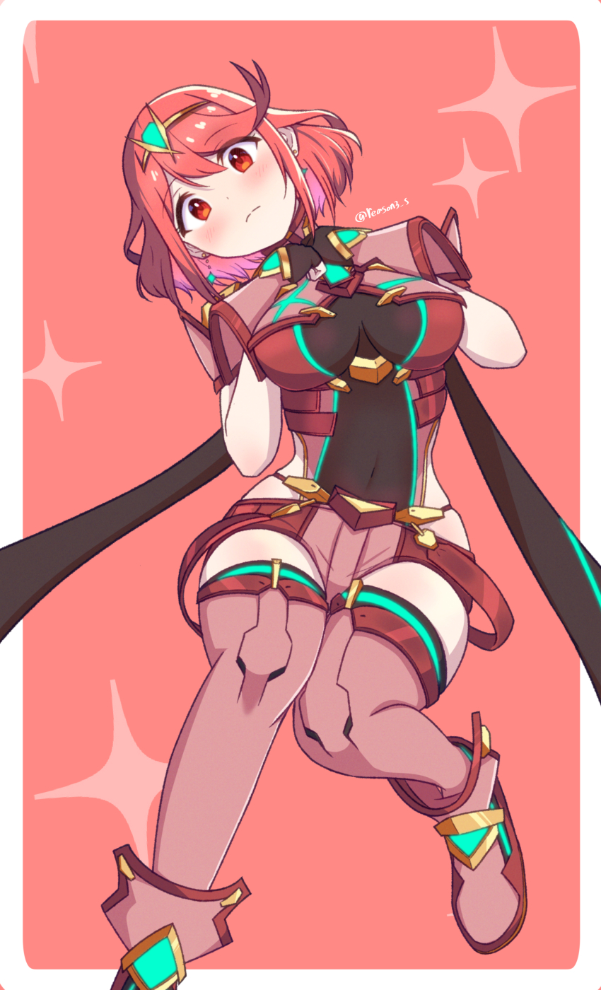 absurdres breasts highres large_breasts pyra_(xenoblade) reason3_s red_eyes red_hair short_hair solo xenoblade_chronicles_(series) xenoblade_chronicles_2