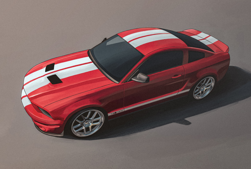absurdres bokuya car ford ford_mustang ford_mustang_s197 highres motor_vehicle muscle_car no_humans original shelby_gt500 sports_car vehicle_focus
