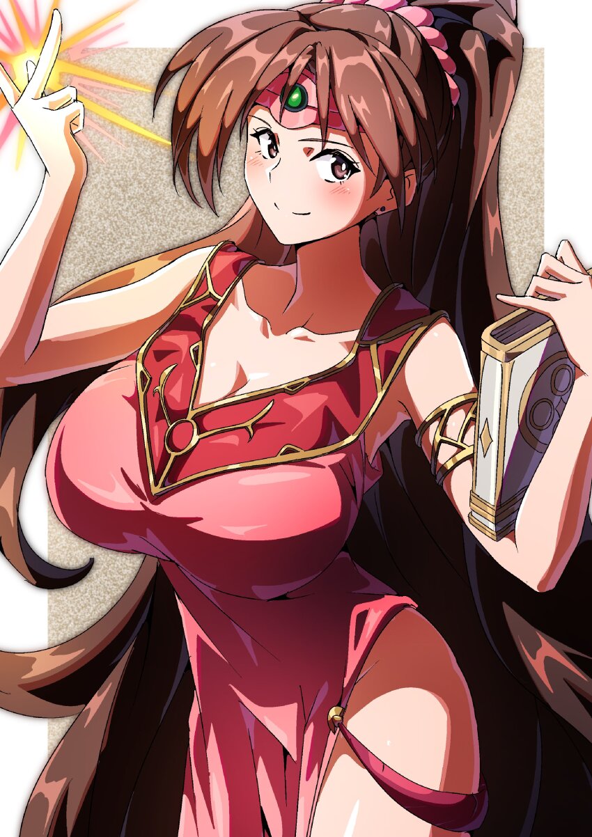 absurdres breasts brown_hair fire_emblem fire_emblem:_shadow_dragon highres large_breasts linde_(fire_emblem) long_hair nintendo to_(tototo_tk) very_long_hair