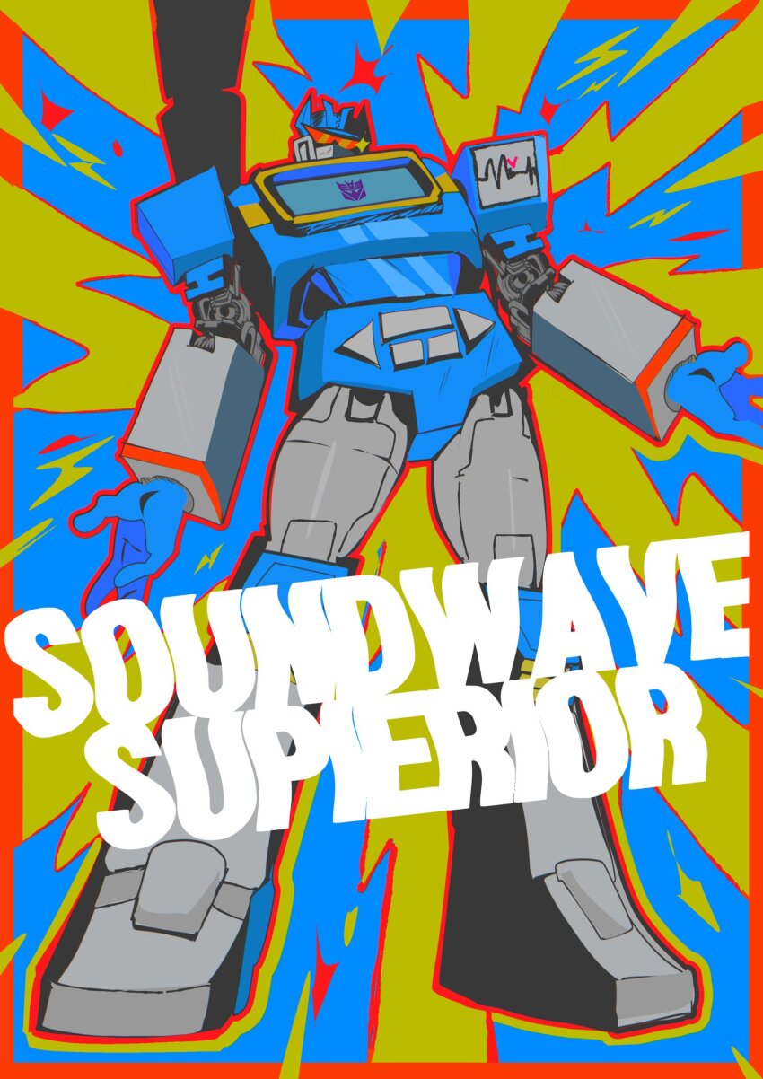 1boy assault_visor decepticon full_body highres looking_at_viewer machinery male_focus mecha no_humans percivore red_eyes robot science_fiction solo soundwave_(transformers) transformers transformers:_generation_1 weapon