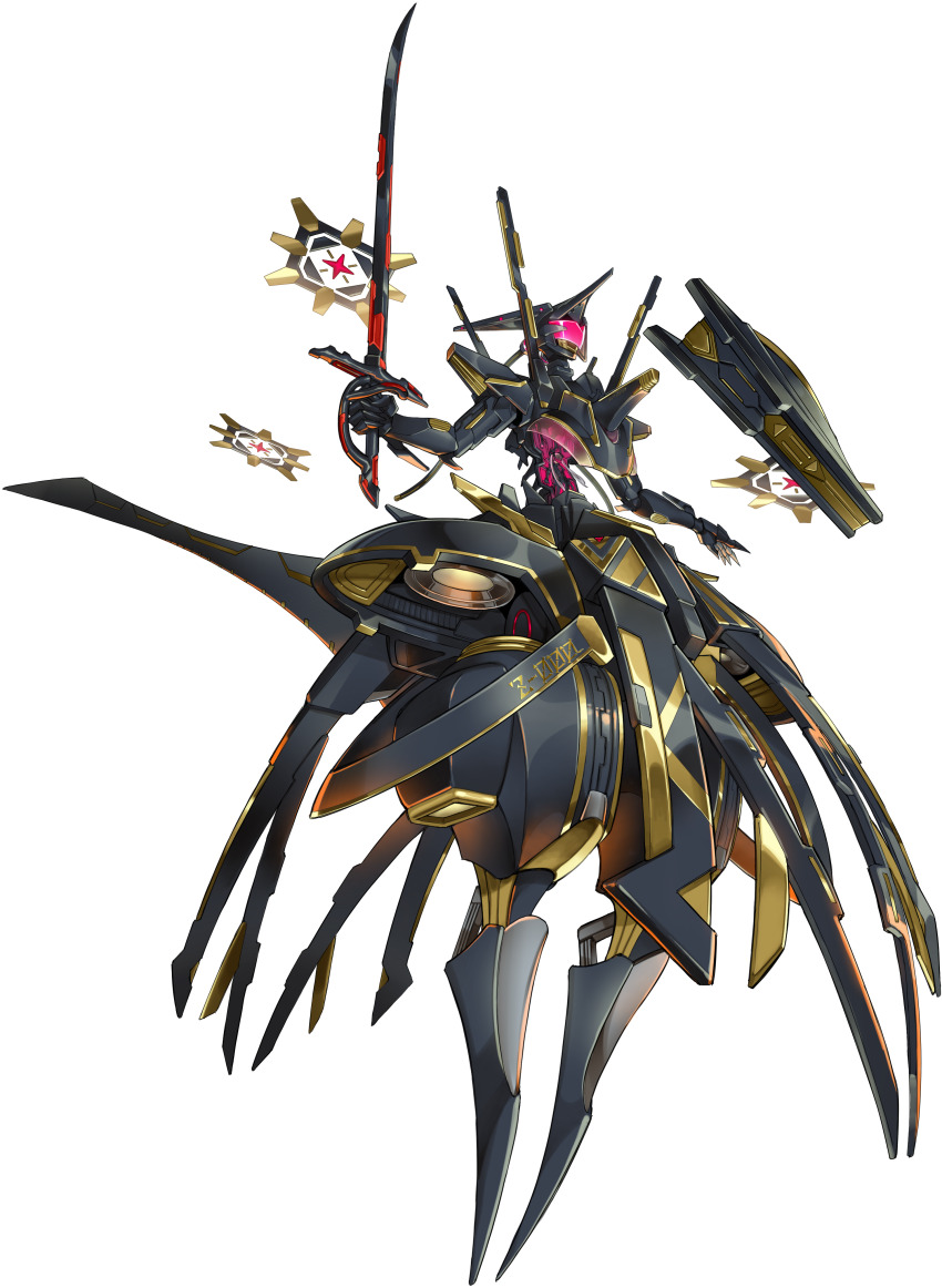 1girl absurdres android anonymous_(yu-gi-oh!) cockpit duel_monster game_cg grey_hair highres holding holding_sword holding_weapon mecha official_art pink_visor robot science_fiction sky_striker_ace_-_roze sky_striker_ace_-_zeke sword third-party_source twintails weapon yu-gi-oh! yu-gi-oh!_master_duel