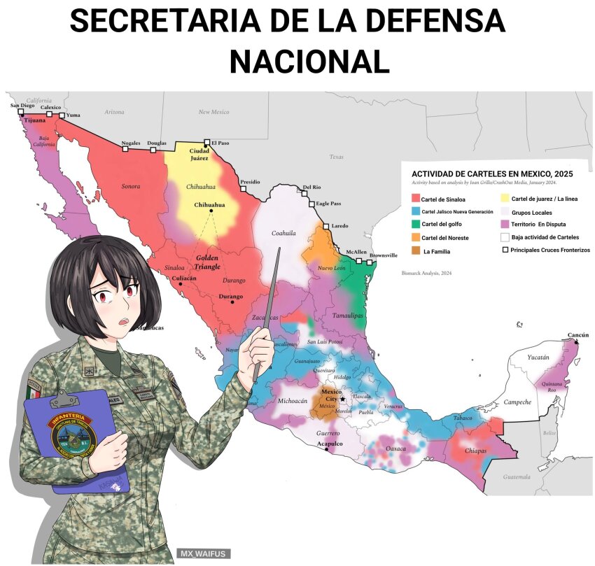 1girl black_hair blush bob_cut breasts camouflage clipboard commentary highres holding holding_clipboard holding_pointer looking_at_viewer map medium_breasts mexican_army mexican_flag mexico mx_waifus open_mouth original pointer red_eyes short_hair sidelocks soldier solo spanish_commentary spanish_text stick translated worried