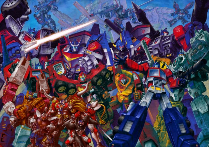 autobot beast_machines beast_wars beast_wars:_transformers beast_wars_ii beast_wars_neo big_convoy blue_eyes clenched_hands dai_atlas everyone flying fortress_maximus glowing glowing_eyes god_ginrai gun holding holding_gun holding_weapon lio_convoy maximal mecha nakamura_jun-ichi no_humans omega_prime open_hand optimal_optimus optimus_primal optimus_prime red_eyes robot rodimus rodimus_prime science_fiction smile star_convoy star_saber_(transformers) thumbs_up transformers transformers:_return_of_convoy transformers_armada transformers_car_robots transformers_cybertron transformers_energon transformers_prime transformers_unicron_trilogy transformers_victory transformers_zone v-fin weapon