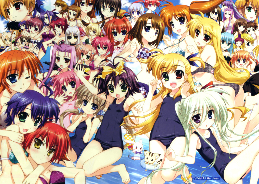 10s 6+girls :d agito agito_(nanoha) annotated annotation_request ass asteion bikini black_hair blonde_hair blue_eyes blue_hair blush bow breasts brown_eyes brown_hair carim_gracia caro_ru_lushe cat chantez_apinion cinque_(nanoha) cleavage corona_timir covered_navel deed_(nanoha) dieci_(nanoha) einhard_stratos everyone eyebrows eyepatch fate_testarossa flat_chest flower frown fujima_takuya ginga_nakajima glasses green_eyes green_hair hair_bow hair_flower hair_ornament hair_ribbon harry_tribeca heterochromia highres hug hug_from_behind ixveria jewelry large_breasts linda_(nanoha) luka_(nanoha) lutecia_alpine lyrical_nanoha mahou_shoujo_lyrical_nanoha mahou_shoujo_lyrical_nanoha_vivid megane_alpine mia_(nanoha) miura_rinaldi multiple_girls navel necklace nove_(nanoha) numbers_(nanoha) official_art olivie_segbrecht one-piece_swimsuit one_eye_closed open_mouth otto_(nanoha) pink_hair print_bikini purple_eyes purple_hair quattro_(nanoha) quint_nakajima red_eyes red_hair reinforce_zwei ribbon rio_wezley sacred_heart scan schach_nouera school_swimsuit sein_(nanoha) shamal shario_finieno siblings side-tie_bikini_bottom sideboob sieglinde_eremiah signum silver_hair sisters smile star_(symbol) star_print striped_bikini striped_clothes stuffed_animal stuffed_rabbit stuffed_toy subaru_nakajima sunglasses swimsuit takamachi_miyuki takamachi_momoko takamachi_nanoha teana_lanster underboob viktoria_dahlgrun vita_(nanoha) vivio wendi_(nanoha) wink yagami_hayate yellow_eyes