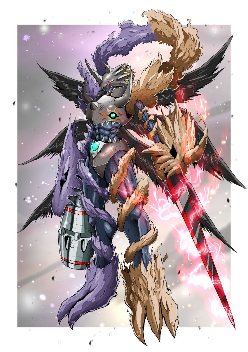 absurdres armagemon corruption digimon digimon_(creature) energy fusion highres monster oridigi original solo zeedmillenniumon