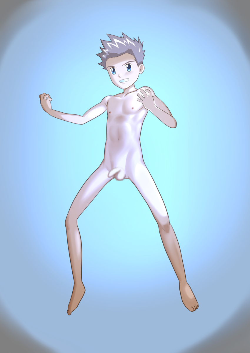 1boy akiyama_ryo armpit_crease artist_request barefoot biomerge blue_eyes blue_theme brown_hair clenched_hands clenched_teeth collarbone completely_nude determined digimon digimon_tamers feet fighting_stance fingernails flaccid floating full_body fusion glowing gluteal_fold groin hands_up highres knees legs looking_at_viewer male_focus matrix_evolution navel neck nipples nude parted_lips short_hair shota small_penis spiked_hair spread_legs stomach teeth testicles thighs toes