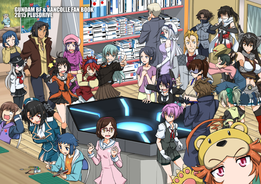 10s 6+boys 6+girls ^_^ ahoge aila_jyrkiainen animal_costume atra_mixta bear_costume beret black_gloves black_hair black_legwear blonde_hair blue_eyes blue_hair brown_eyes brown_hair character_request closed_eyes crossover elbow_gloves fingerless_gloves glasses gloves green_eyes green_hair grey_eyes gundam gundam_build_fighters gundam_tekketsu_no_orphans hair_ornament hairband hairclip hakama hakama_skirt hat headgear heterochromia hibiki_(kancolle) indoors iori_sei japanese_clothes julio_renato kaga_(kancolle) kantai_collection kousaka_china koutarou_(plusdrive) kuma_(kancolle) long_hair looking_at_viewer mario_renato meijin_kawaguchi multiple_boys multiple_girls muneate nagato_(kancolle) naka_(kancolle) navel nils_nielsen ninja pantyhose pink_hair pleated_skirt ponytail red_eyes red_hair reiji_(gundam_bf) ricardo_fellini sazaki_susumu scarf school_uniform sendai_(kancolle) serafuku shiranui_(kancolle) short_hair side_ponytail silver_hair skirt smile sunglasses suzuya_(kancolle) takao_(kancolle) tasuki tenryuu_(kancolle) two_side_up white_gloves yasaka_mao yuubari_(kancolle) yuudachi_(kancolle) yuuki_tatsuya_(gundam_bf)