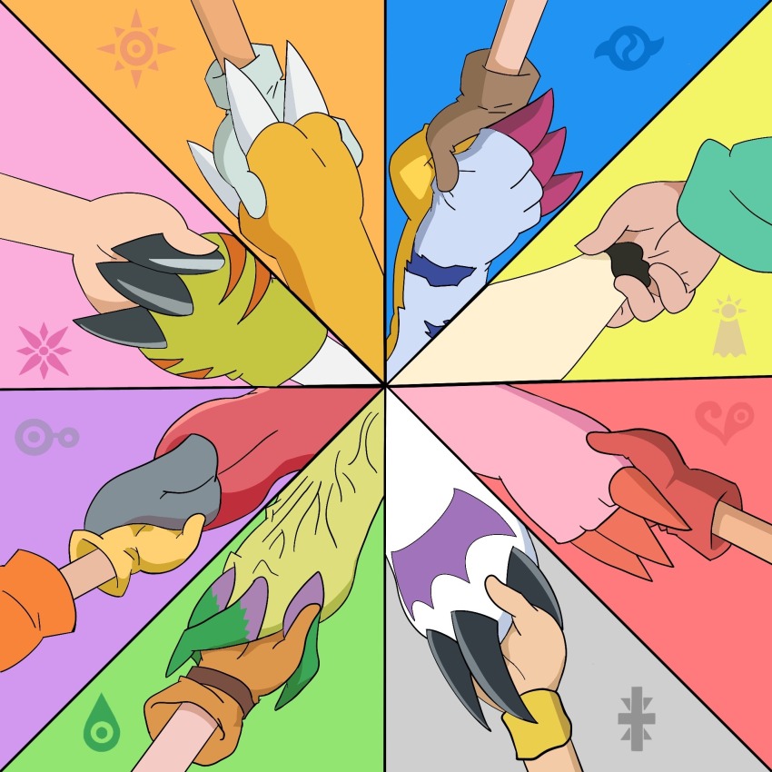 3girls 5boys agumon bird bug cat digimon digimon_(creature) digimon_adventure gabumon glasses gomamon highres ishida_yamato izumi_koshiro kido_jo multiple_boys multiple_girls palmon patamon piyomon reptile tachikawa_mimi tailmon takaishi_takeru takenouchi_sora tentomon wings yagami_hikari yagami_taichi