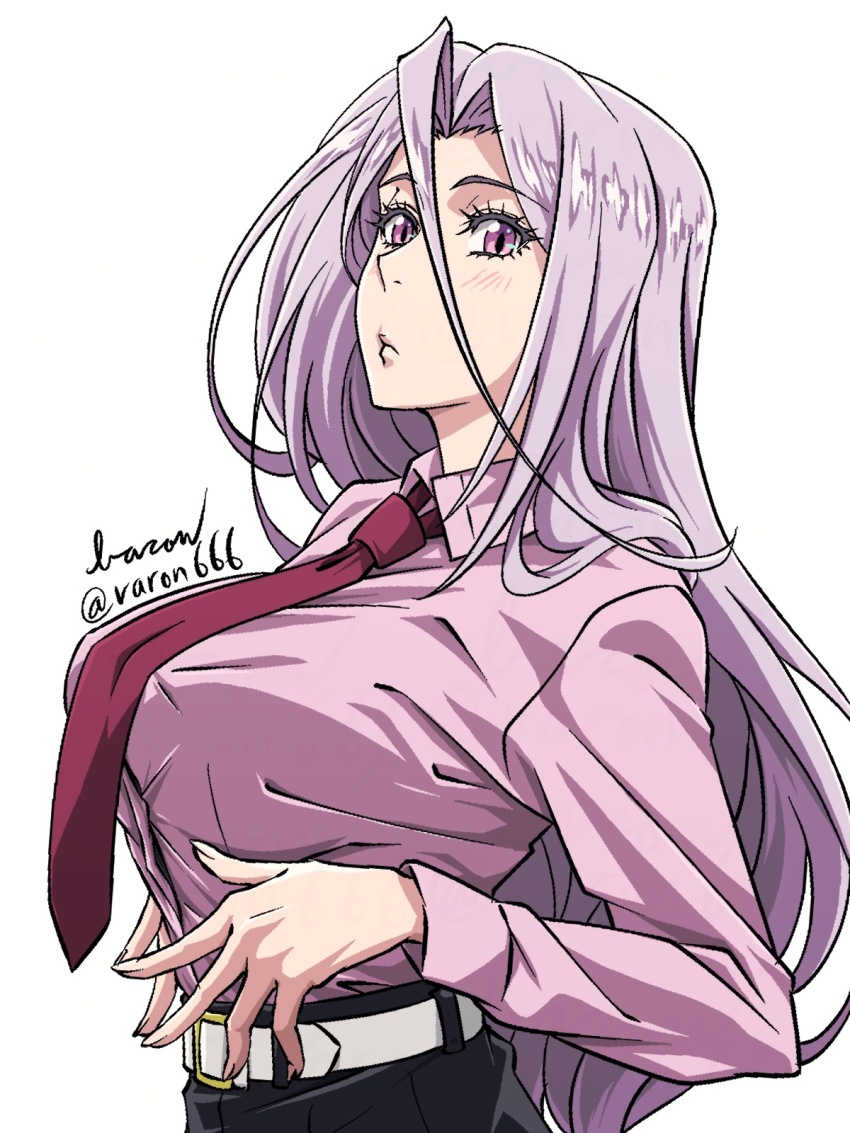 1girl baron_(varon666) breasts fuuto_tantei highres large_breasts long_hair matching_hair/eyes purple_eyes purple_hair tokime_(fuuto_tantei) varon