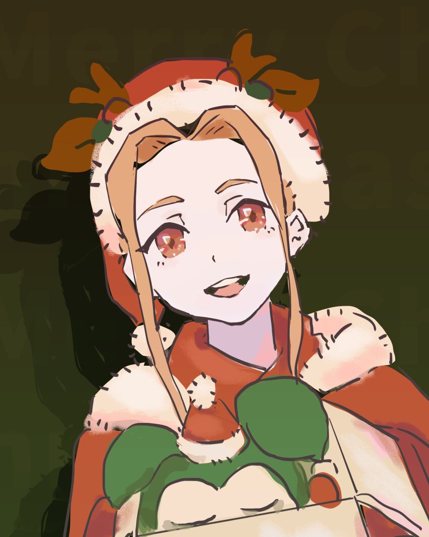 absurdres brown_eyes brown_hair christmas digimon digimon_adventure happy highres long_hair smile tachikawa_mimi tanemon