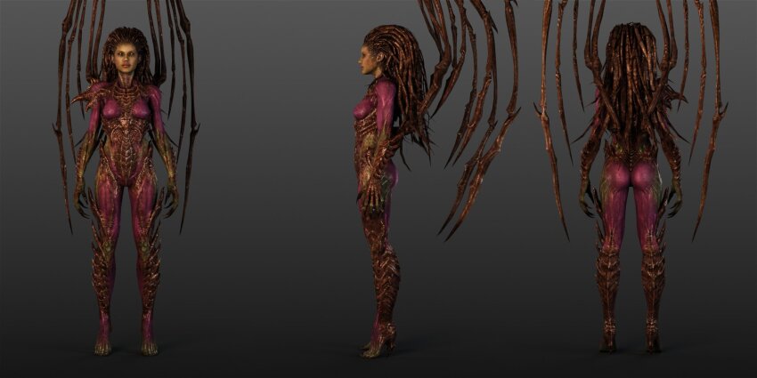 arm_armor colored_skin glowing glowing_eyes highres leg_armor low_wings non-web_source queen_of_blades sarah_kerrigan skeletal_armor skeletal_wings wings zerg_(starcraft)