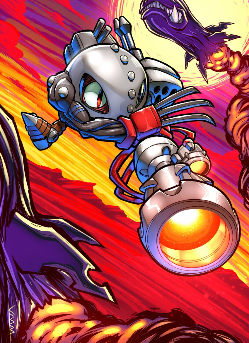 cannon cyborg digimon digimon_(creature) digimon_world energy highres metalgreymon_(virus) metalmamemon solo