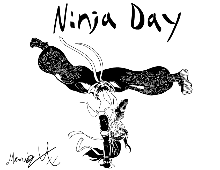 1girl absurdres acrobatics bikini black_hair breasts earrings emokid64 female_focus hairband highres jewelry legs_up long_hair looking_at_viewer medium_breasts ninja ring swimsuit the_king_of_fighters zarina