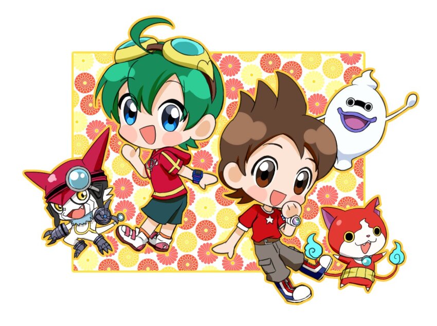 amano_keita appmon digimon digimon_universe:_appli_monsters gatchmon jibanyan shinkai_haru whisper_(youkai_watch) youkai_watch