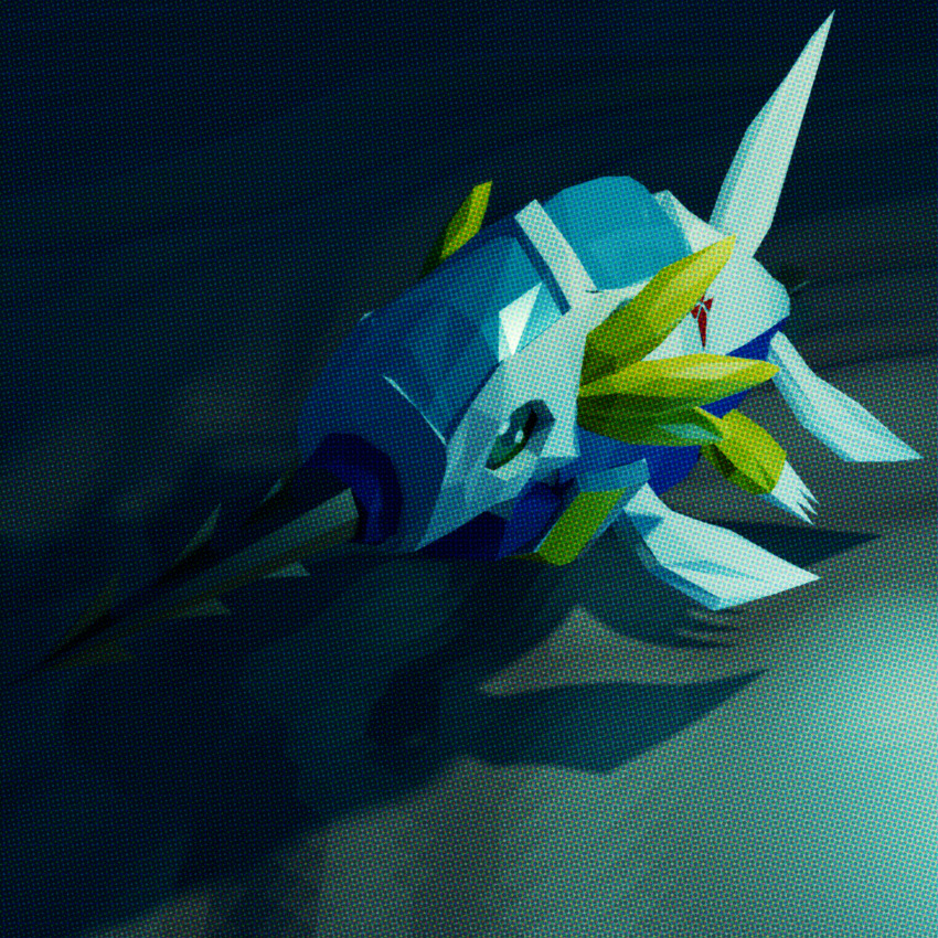 blue_eyes claws digimon digimon_(creature) harpoon highres shadow submarimon swimming underwater