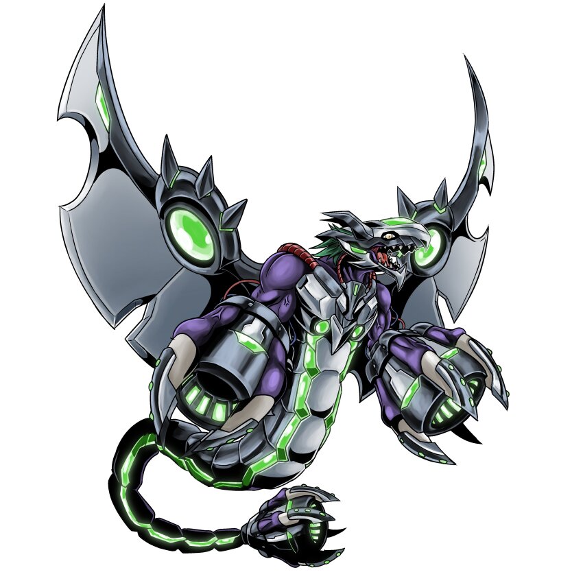 absurdres cyborg digimon digimon_(creature) dragon fusion gigadramon highres megadramon original sharp_teeth solo tail teeth