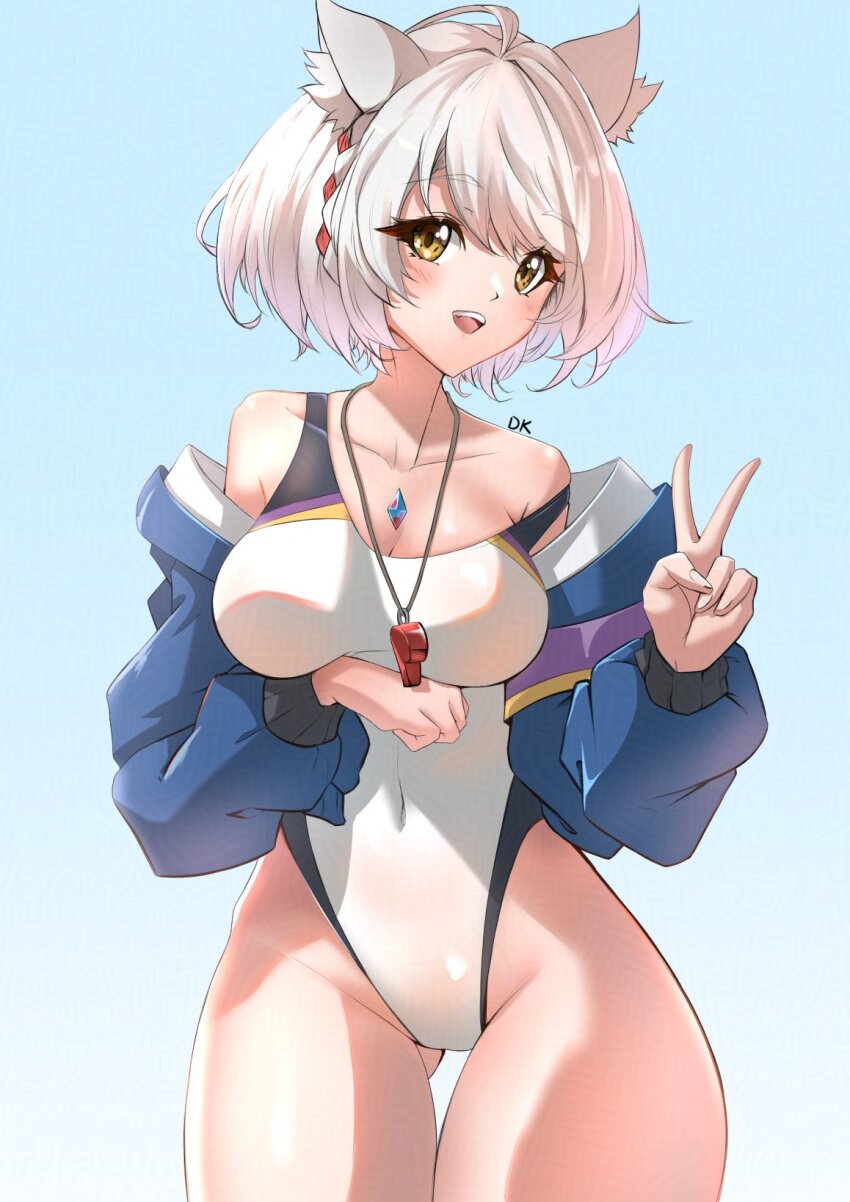 alternate_costume breasts deekei highres mio_(xenoblade) one-piece_swimsuit small_breasts solo swimsuit wide_hips xenoblade_chronicles_(series) xenoblade_chronicles_3 yellow_eyes