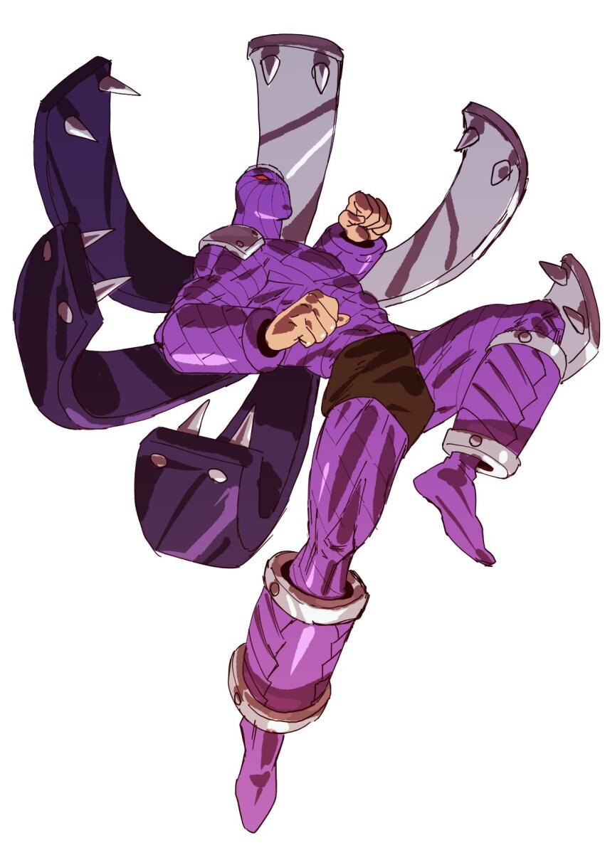1boy abs artist_request biceps blue_eyes clenched_hands crushman_(kinnikuman) highres jumping kinnikuman large_pectorals looking_at_viewer manly monster_boy muscular no_humans pectorals shaded_face solo wrestling wrestling_outfit
