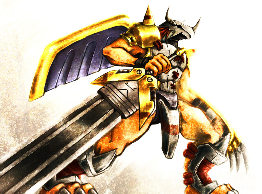 armor claws digimon digimon_(creature) muscular muscular_male solo victorygreymon wargreymon