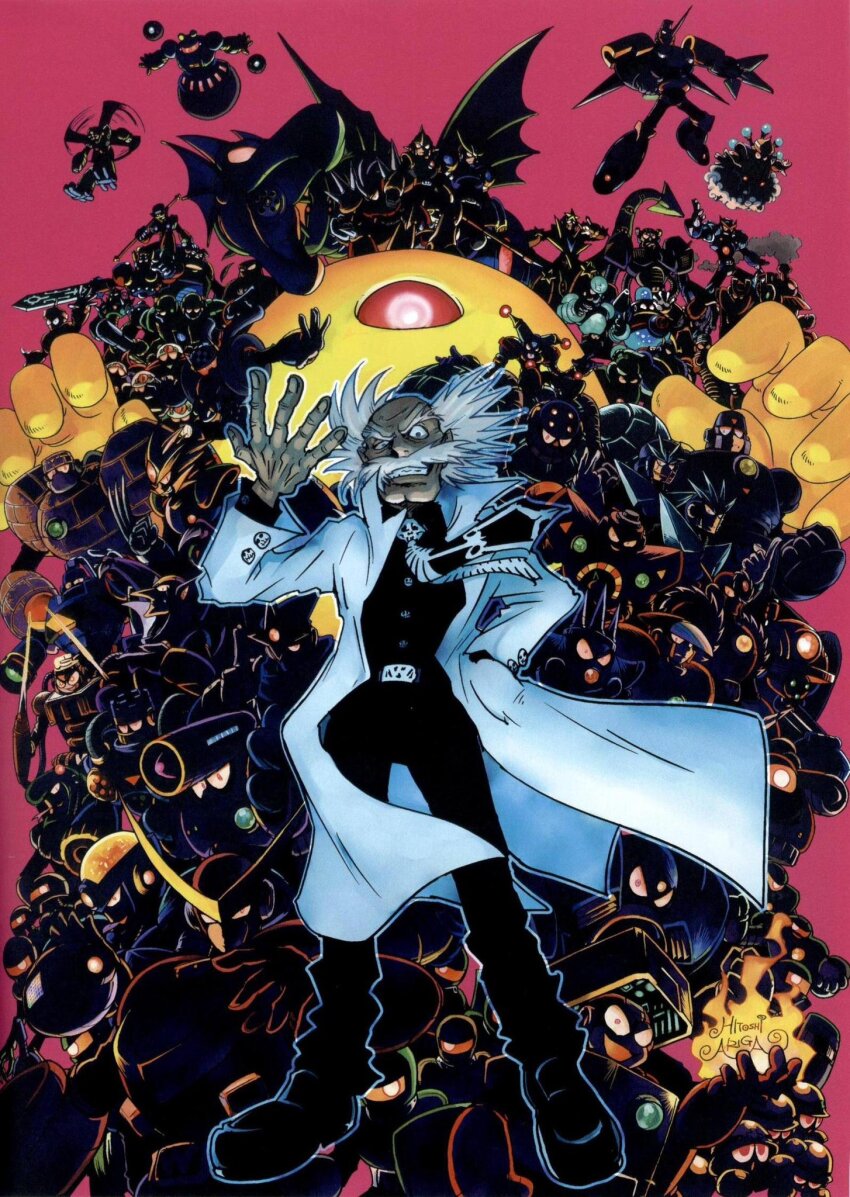 6+boys air_man aqua_man_(mega_man) ariga_hitoshi astro_man balding ballade_(mega_man) belt bubble_man burst_man buster_rod_g_(mega_man) charge_man cloud_man clown_man crash_man crystal_man dark_man dr._wily_(mega_man) eddie_(mega_man) enker_(mega_man) everyone evil_smile facial_hair fire flash_man freeze_man frost_man gemini_man glowing glowing_eyes gravity_man grenade_man grey_hair gyro_man hand_in_pocket hard_man heat_man helmet highres hyper_storm_h_(mega_man) junk_man lab_coat looking_at_viewer magnet_man mecha_dragon_(mega_man) mega_man:_dr._wily&#039;s_revenge mega_man:_the_wily_wars mega_man_(classic) mega_man_(series) mega_man_1 mega_man_2 mega_man_3 mega_man_5 mega_man_6 mega_man_7 mega_man_8 mega_man_iii mega_man_iv mega_water_s_(mega_man) met_(mega_man) metal_man multiple_boys mustache napalm_man necktie needle_man old old_man one-eyed punk_(mega_man) quick_man search_man shade_man shadow_man_(mega_man) slash_man smile snake_man spark_man spring_man standing star_man_(mega_man) stone_man sword_man tengu_man top_man turbo_man wave_man wood_man yamato_man yellow_devil_(mega_man)