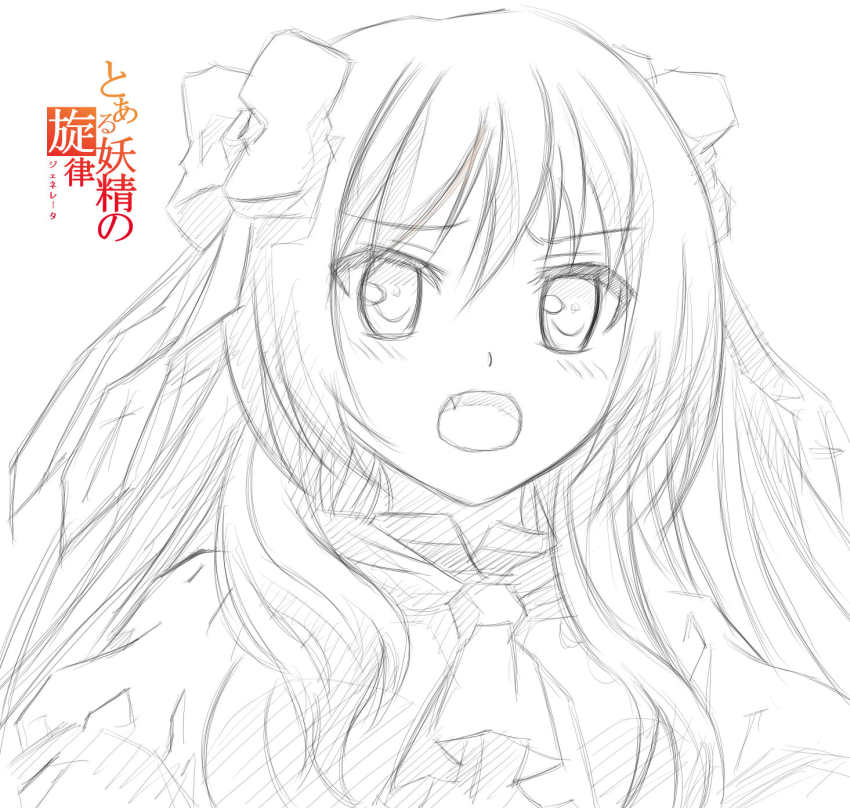bow charcoal_(medium) faux_traditional_media greyscale hair_bow highres mayoi_neko_overrun! monochrome portrait school_uniform serizawa_fumino sketch solo traditional_media youyou_(yaojing)