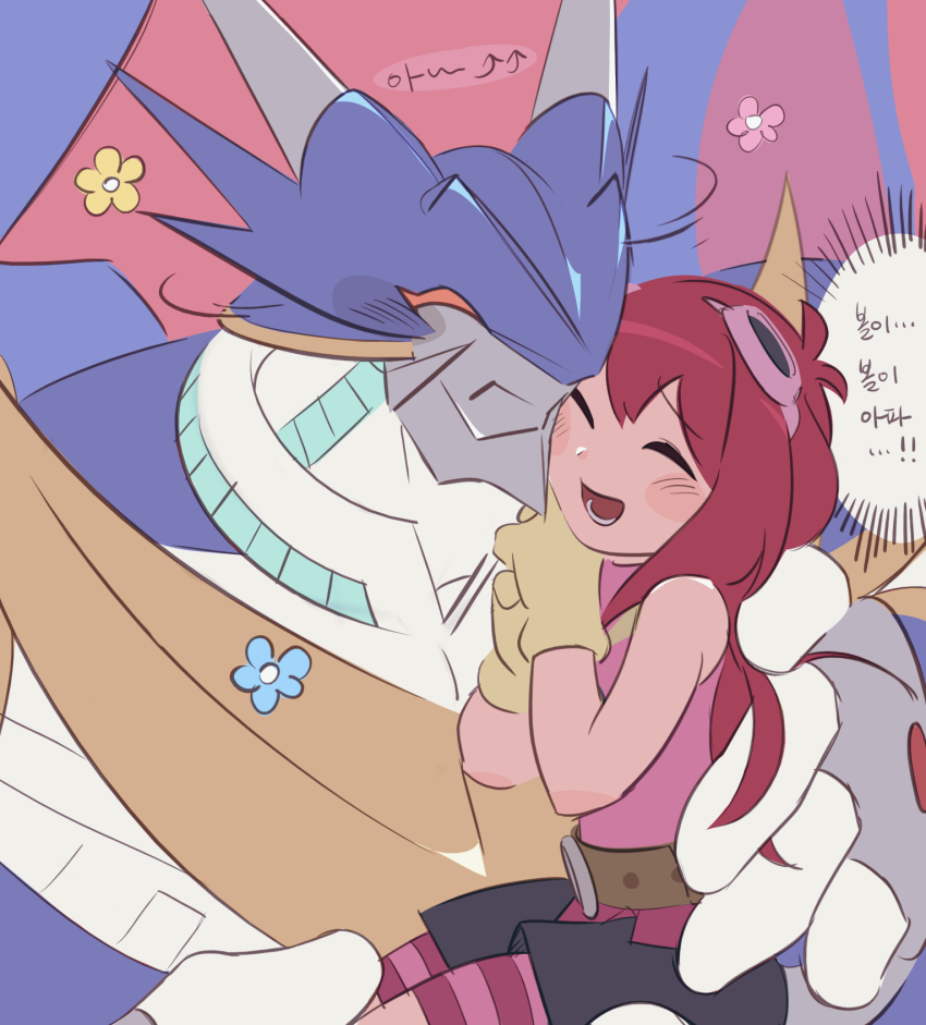 belt digimon digimon_story:_lost_evolution goggles goggles_on_head highres kizuna_(digimon) long_hair skirt ulforcev-dramon